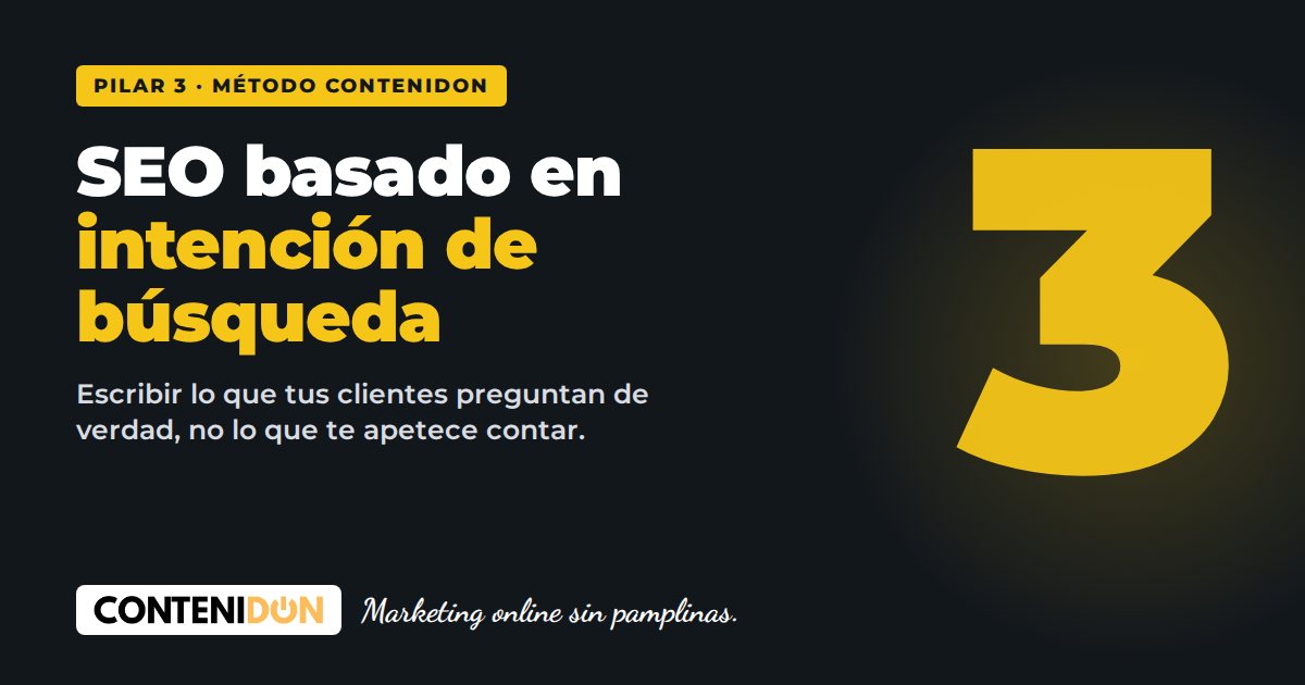 Pilar 3 del método Contenidon: SEO basado en intención de búsqueda