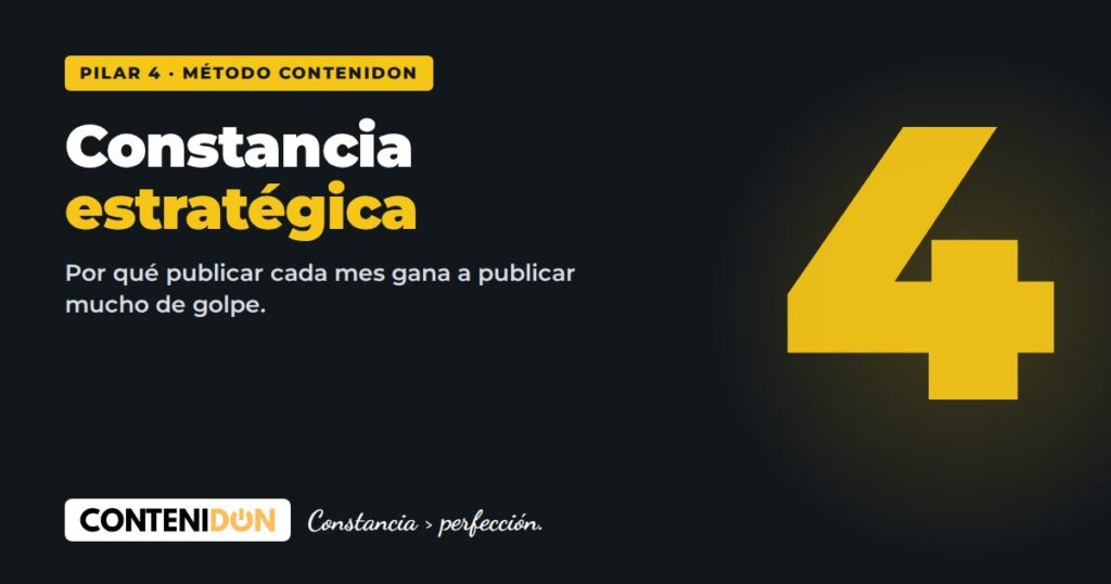 Pilar 4 del método Contenidon: constancia estratégica, por qué publicar cada mes gana