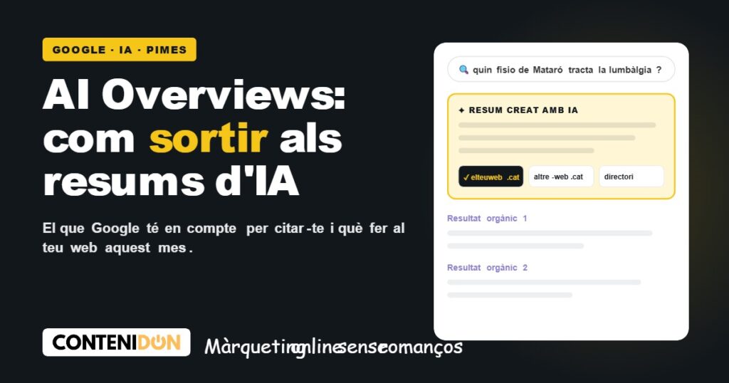 AI Overviews: com sortir als resums d'IA de Google, titular en groc sobre fons fosc