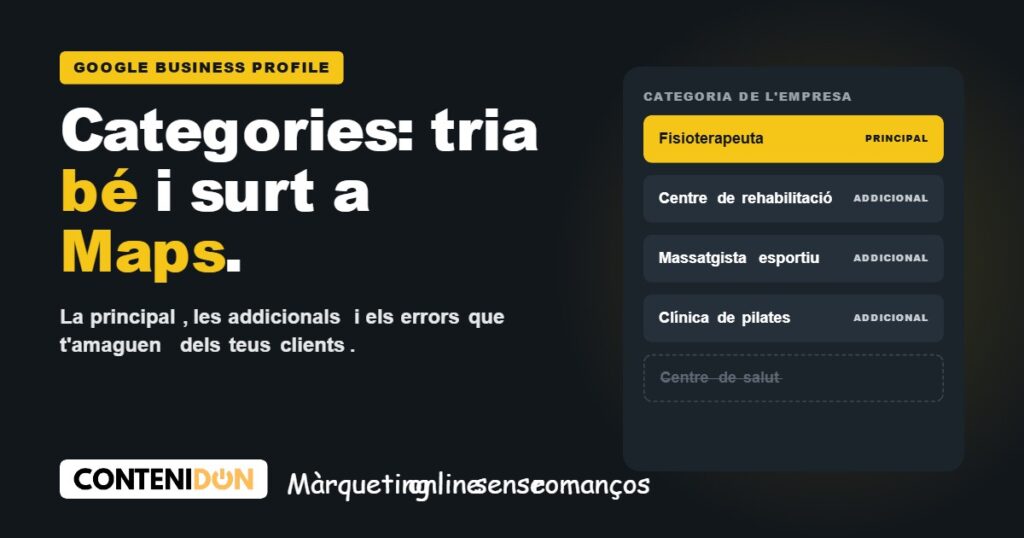 Categories de Google Business Profile: com triar la principal i les addicionals