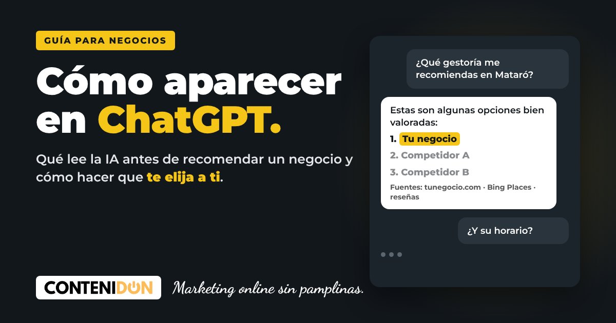 Cómo aparecer en ChatGPT: un negocio recomendado en una respuesta de la IA