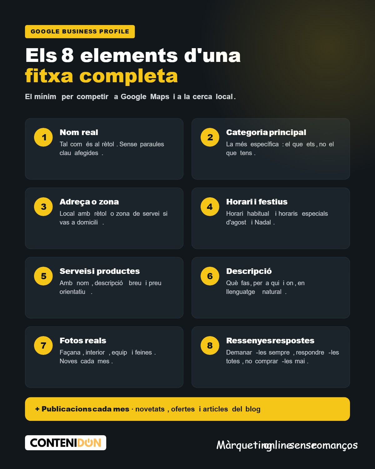 Infografia de Google Business Profile: els 8 elements d'una fitxa completa per a pimes