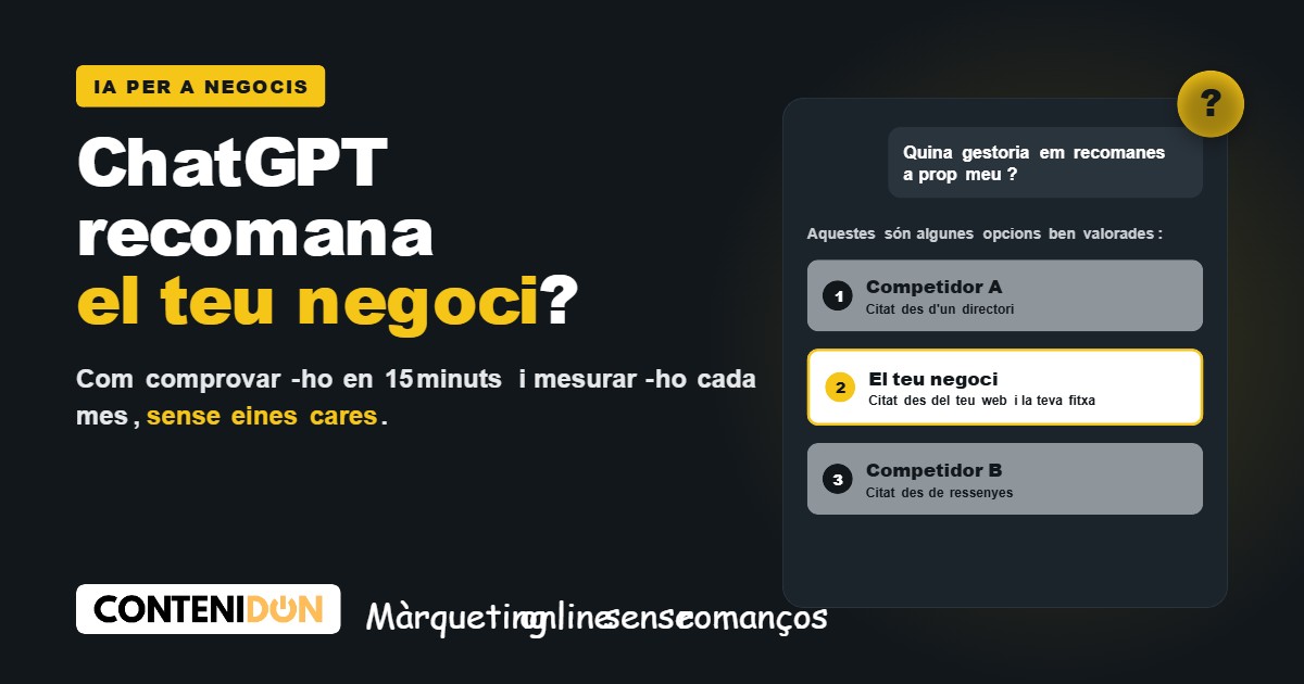 ChatGPT recomana el meu negoci: un negoci destacat a la llista de recomanacions de la IA